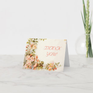 Cartão De Agradecimento Rosas românticos do vintage que wedding o obrigad