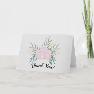Cartão De Agradecimento Rosas Rosa e Creme em Cinza #1 Casamento