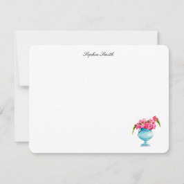 Cartão De Agradecimento Rosas Rosa em Aquarela Elegante Floral Plano 