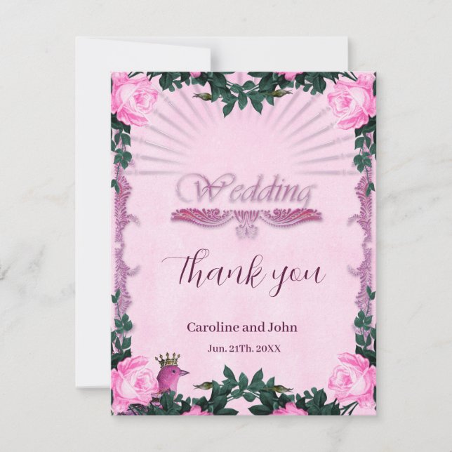 Cartão De Agradecimento Rosas rosa maravilhosas (Frente)