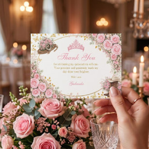 Cartão De Agradecimento Rosas Rosa Ocidental Dourado País Quinceañera