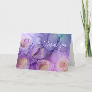 Cartão De Agradecimento Rosas Roxos Obrigado Notecard