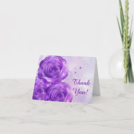 Cartão De Agradecimento Rosas Roxos Obrigado Notecard