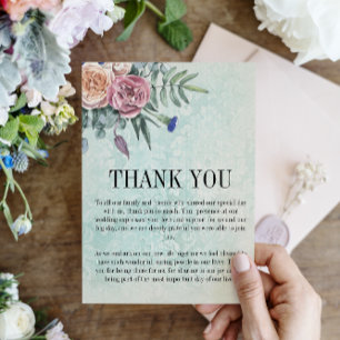 Cartão De Agradecimento Rosas Rustic Boho Green Casamento Floral