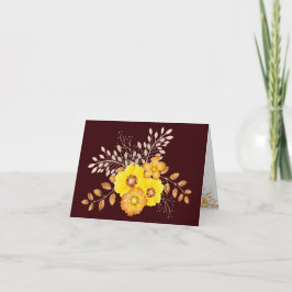 Cartão De Agradecimento Rosas Selvagens Amarelas Aquarela Rústica
