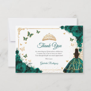 Cartão De Agradecimento Rosas Verdes Esmeralda Elegantes Quinceanera