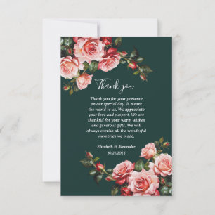 Cartão De Agradecimento Rosas vermelhas e rosadas escuras e mal-humoradas,
