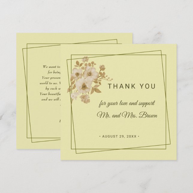Cartão De Agradecimento Rose Frame – Celestial Yellow Wedding (Frente/Verso)