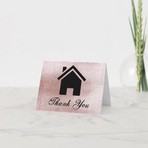 Cartão de Agradecimento Rose Gold Imobiliário