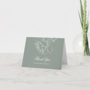 Cartão De Agradecimento Roses Vow Verde Sage Casamento Clássico Moderno Fo