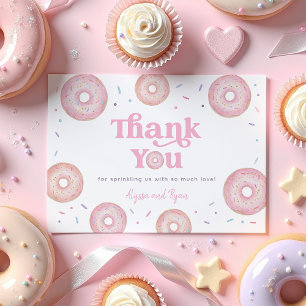 Cartão De Agradecimento Rosquinha rosa Pastel pulverização bebê