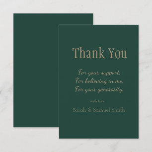 Cartão De Agradecimento Roteiro de Casamento Moderno Esmeralda Verde & Dou