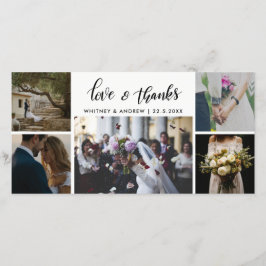 Cartão De Agradecimento Roteiro de Cinco Fotos de Casamento Amor e Agradec