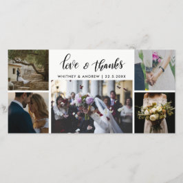 Cartão De Agradecimento Roteiro de cinco fotos de casamento de amor e agra