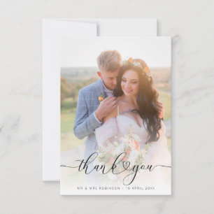 Cartão De Agradecimento roteiro de coração elegante foto de casamento obri