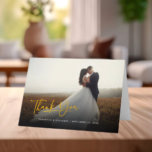 Cartão De Agradecimento Roteiro de Fotos de Recém-Casados Elegante