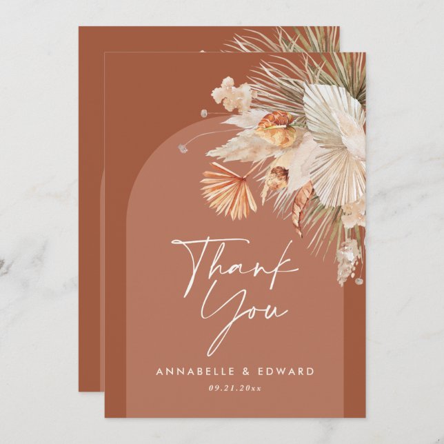 Cartão De Agradecimento Roteiro elegante obrigado de casamento você teraco (Frente/Verso)