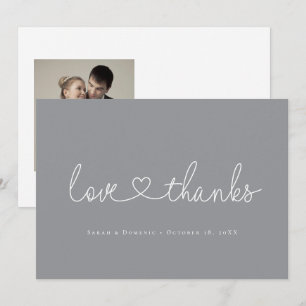 Cartão De Agradecimento Roteiro minimalista de amor e Obrigados com foto c