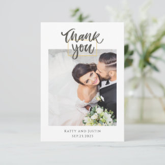Cartão De Agradecimento Roteiro Minimalista Personalizável Coração Foto de