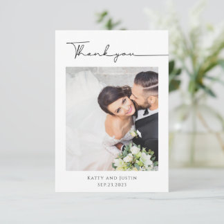 Cartão De Agradecimento Roteiro Minimalista Personalizável Coração Foto de
