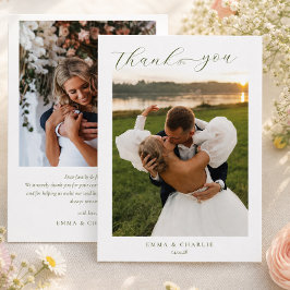Cartão De Agradecimento Roteiro Moderno 2 Foto Obrigado Coração Casamento