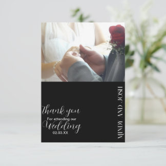 Cartão De Agradecimento Roteiro Romântico Preto Branco Obrigado Casamento