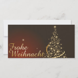 Cartão De Agradecimento Rotes Weihnachtsmotiv mit goldenem Weihnachtsbaum