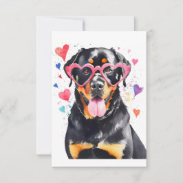 Cartão De Agradecimento Rottweiler Cão com Óculos Cardíacos