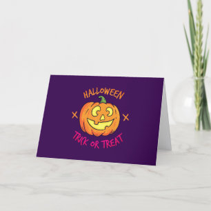 Cartão De Agradecimento Rótulo de Abóbora de Halloween para Doces ou Trave