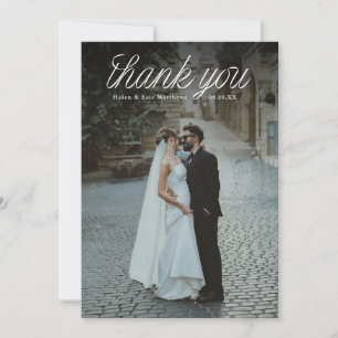 Cartão De Agradecimento Rótulo de Cinta Casamento Minimalista Foto