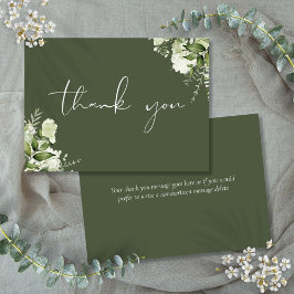 Cartão De Agradecimento Rótulo Personalizado Oliva Verde Floral Elegante