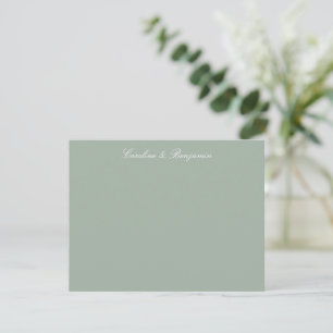 Cartão De Agradecimento Rótulos de casamento elegantes Sage Classic Script