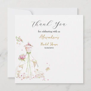 Cartão De Agradecimento Roupa de Noiva Chá de Noiva Personalizado Obrigado