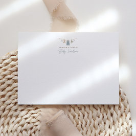 Cartão De Agradecimento Roupas de Bebê Menino Boho Azul Chá de Bebê