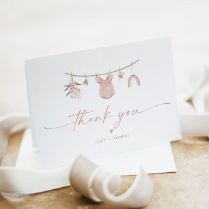 Cartão De Agradecimento Roupas de Bebê Personalizadas Boho Baby Shower