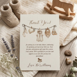 Cartão De Agradecimento Roupas de Bebê Varal de Roupas Baby Shower Listrad