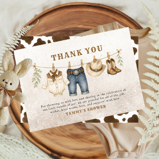 Cartão De Agradecimento Roupas de Cowboy Pequeno Ocidental Linha de Roupas