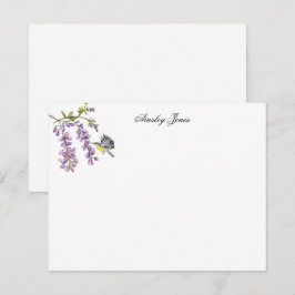 Cartão De Agradecimento Roxa glicínia aquarela floral plana