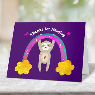 Cartão De Agradecimento Roxo Boho Arco-Íris Aniversário Cute Moderno