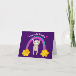 Cartão De Agradecimento Roxo Boho Arco-Íris Aniversário Cute Moderno