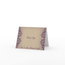 Roxo Creme Vintage Pergaminho Sofisticado Obrigado