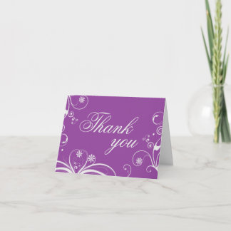Cartão de Agradecimento Roxo Flourish