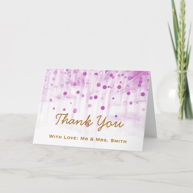Cartão De Agradecimento Roxo Glitter Confetti Sparkles Pontos Obrigado (Frente)