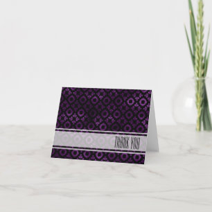 Cartão De Agradecimento Roxo, preto elegantes, e ouro