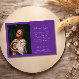 Cartão De Agradecimento Roxo Real Personalizar Foto Funeral 