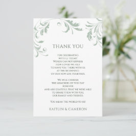 Cartão De Agradecimento Roxo Sage Verde Claro Casamento Vintage Redemoinho