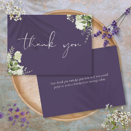 Cartão De Agradecimento Roxo Verde Personalizado Roteiro Elegante