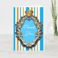 Royal Gold & Blue Elegant Thank You Fold Card