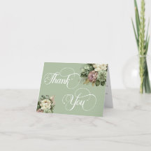 RSVP de Casamento Branco e Verde Floral Elegante