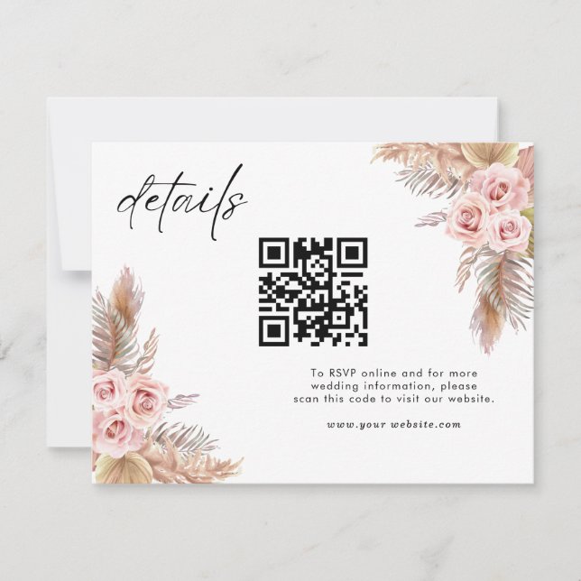Cartão De Agradecimento RSVP de Casamento Floral de Boho Minimal (Frente)